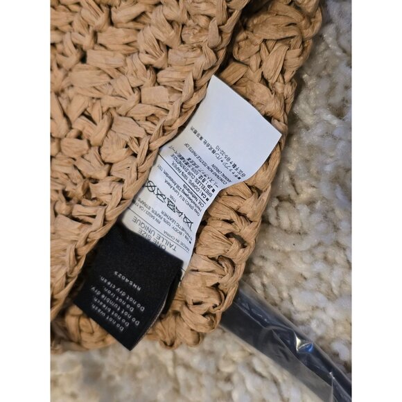 Banana Republic Woven Straw Tote Bag Synthetic Leather Handles One Size Beige - Picture 7 of 7